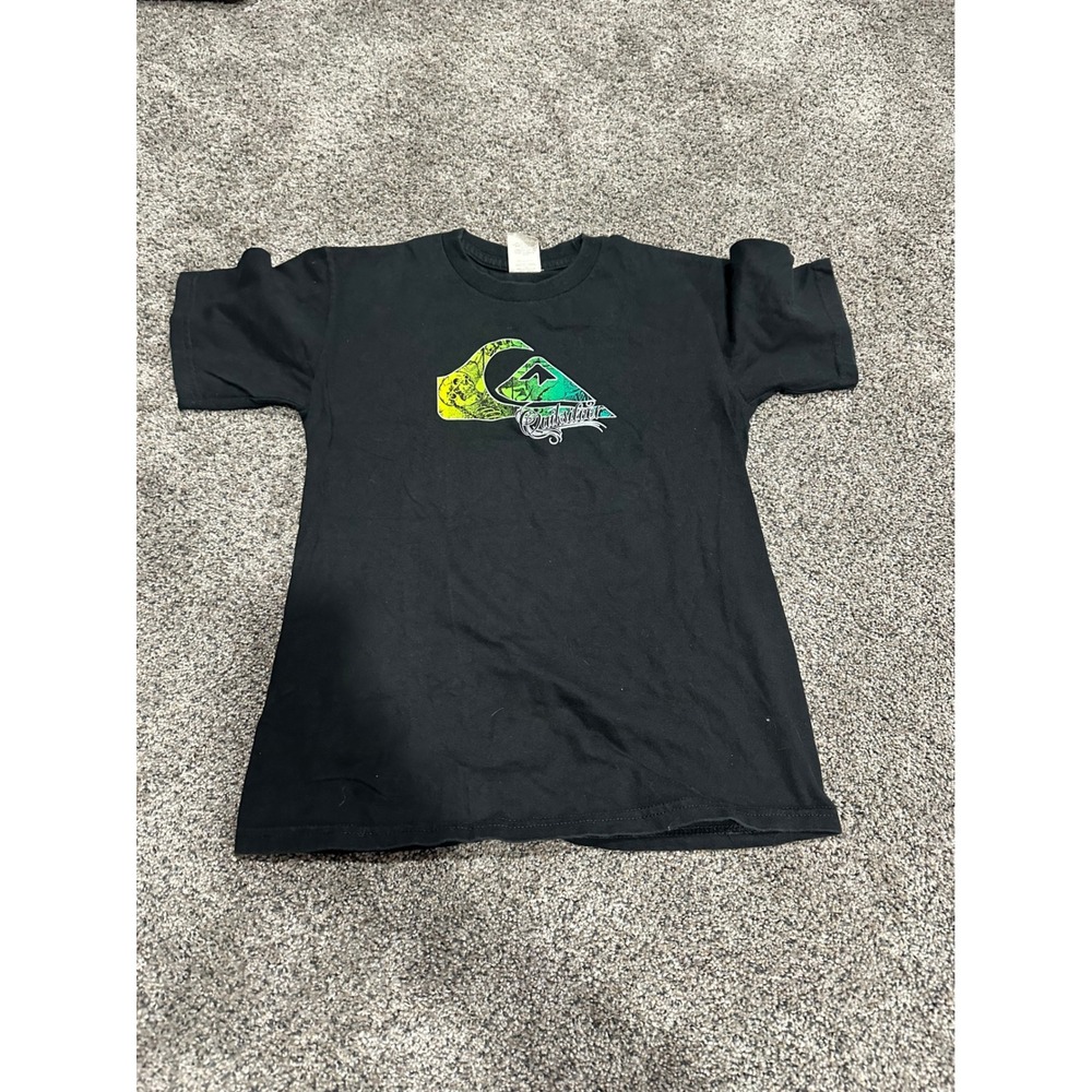 Quiksilver Boys Graphic T-Shirt Black Size Medium Gradient Mountain Wave Logo